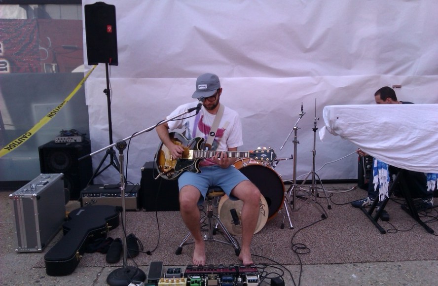 Daniel Harris performing in front of Kinfolk Studios in Brooklyn on June 21st, 2013