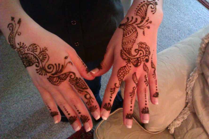 The mehndi on my hands - fresh and still wet.