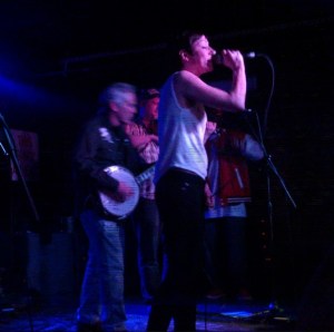 Tomasia rapping in "Big Branch" with Gangstagrass at the Mercury Lounge
