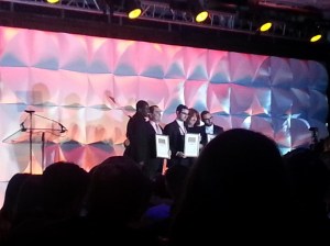 Napier and William Phillips (tourist) accepting award